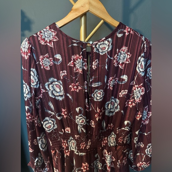 Rachel Roy Royal Orchid Burgundy Floral Fall Dress - Picture 5 of 11